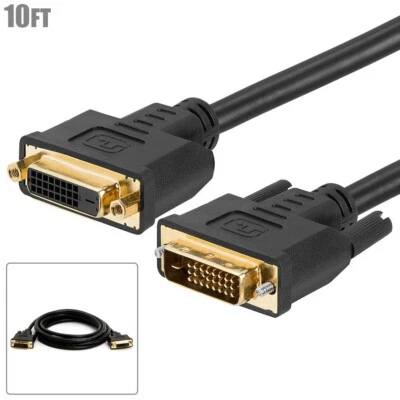 10FT DVI-D Dual Link Male to Female PC TV Monitor HDTV Video Extension Cable - Image 1 of 2