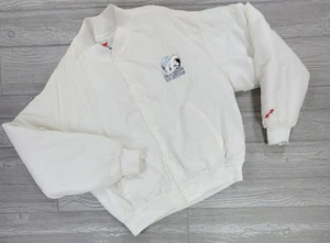 Vtg North Carolina Tarheel 80s Swingster Jacket L Snap Off White Bomber USA Made - Picture 1 of 12
