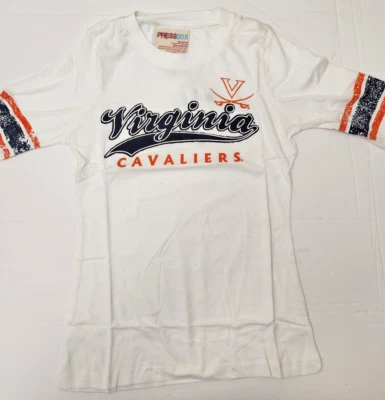 Virginia Cavaliers NCAA Pressbox Justine Ladies White Shirt Medium - Image 1 of 2