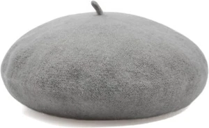 Women French Wool Beret Hats - Solid Color Classic One Size, Light Grey - Picture 1 of 7
