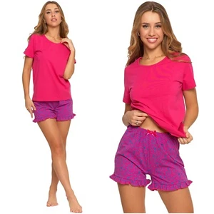 Damen Schlafanzug Pyjama  2-Teiler Baumwolle Nachtanzug Moraj 2800-004 Rosa - Zdjęcie 1 z 15