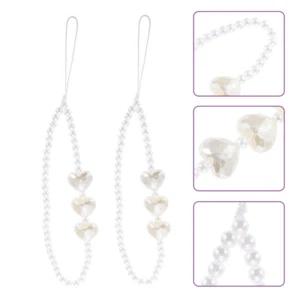 2 Pcs Mobile Phone Decorative Lanyard Beaded Pearls Wrist Strap for - Zdjęcie 1 z 12
