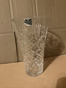 Thomas Webb Vase Crystal Cut Glass with sticker Facet Cut Heavy Quality 8” - Picture 1 of 6