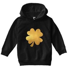 Gold Foil Four Leaf Clover - St. Patrick's Day Irish Toddler/Youth Hoodie - Picture 1 of 12