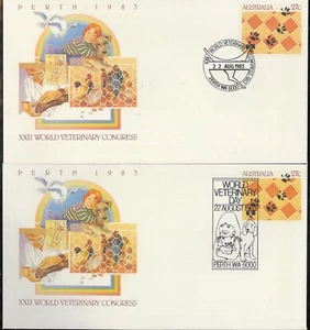 1983 Australia Last Mint FDC Pair XXII World Veterinary Congress Perth Envelopes - Picture 1 of 2