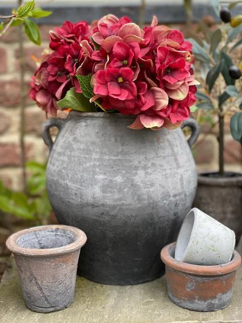 HEAVENLY HOMES AND GARDENS Rustic Urn Vase, Wide Stone Grey Pot with Handles, Large Dry Flower Vase Jar