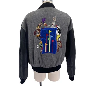 Vintage Six Flags Varsity jacket size medium Warner brothers Bugs Bunny Tweety - Picture 1 of 12