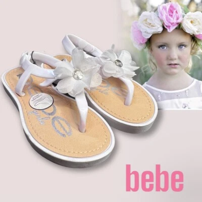 Sandalias de gelatina Bebe niñas - talla 7/8 - blancas de gasa niña con flores nuevas con etiquetas Foto 1 de 4