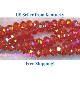 30 Stck. 6x8 mm Siam AB Tschechisches Rondell Kristall Perlen Schmuckherstellung 8x6 mm - Bild 1 von 2