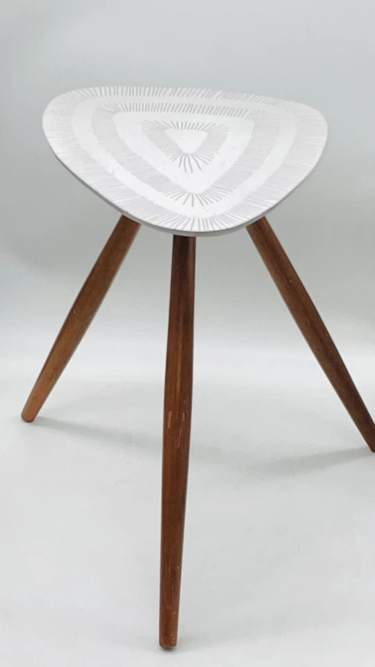 Jonathan Adler Pottery Table Handmade In Peru 3 Leg Triangle 16” Tall ~RARE FIND - Image 1 of 4