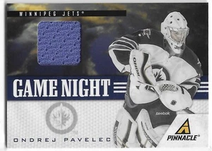 2011-12 PINNACLE ONDREJ PAVELEC GAME NIGHT GAME WORN MATERIAL #27 WINNIPEG JETS - Picture 1 of 2