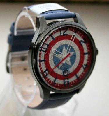 Reloj Marvel Comics Capitán América Fecha Nuevo Nuevo Caja Disneyland Hong Kong Solo Foto 1 de 4