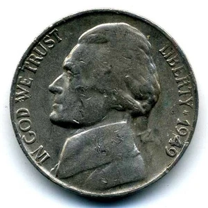1949 S JEFFERSON NICKEL SCARCE RARE US AMERICAN OLD AUCTION  5 CENT COIN #4729 - Picture 1 of 2