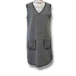 Neu mit Etikett Max Studio Größe M schwarz kariert Baumwolle Strick ärmellos Etuikleid $ 118 Retro - Bild 1 von 6