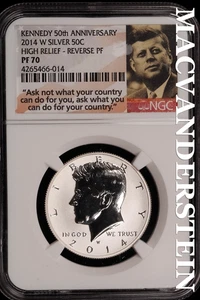 2014-W Silver Kennedy Half Dollar - NGC PF 70 - Scarce  No Reserve  #SLi499 - Picture 1 of 2