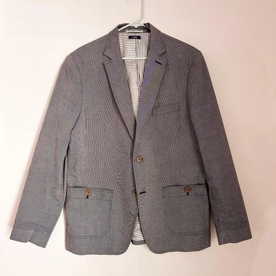 American Rag Cie Blazer 男式中号灰色修身双扣运动外套衬里 — 第 1/4 张图片