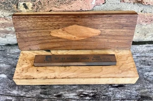 Vintage Norton USA Medium Indien Ölstein Wetzstein mit Holzbox 4,5" - Bild 1 von 12