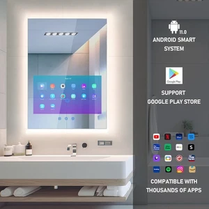 Leotachi 33"x24" Smart Waterproof Bathroom Mirror TV LED With 21.5" TouchScreen - Picture 1 of 9