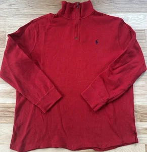Polo Ralph Lauren Sweater Mens L RED Long Sleeve 1/4 Zip Pullover Casual CLEAN - Picture 1 of 3