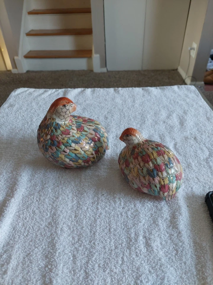 Pájaros codornices vintage, (2) cerámica pintados a mano Foto 1 de 4