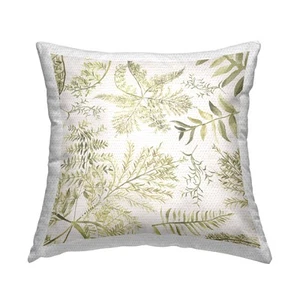 Botanical Forest Fern Leaves Outdoor Printed Pillow, 18 x 18, Beige - Picture 1 of 7