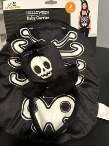 Way to Celebrate Skeleton Halloween Baby Carrier Cover and Headband - Picture 1 of 4