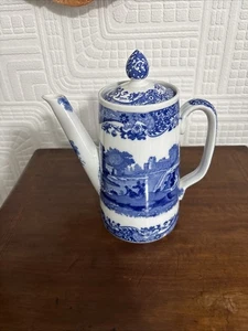 Antike Copeland Spode ITALIENISCHE blau-weiße Kaffeekanne mit Deckel - Bild 1 von 14