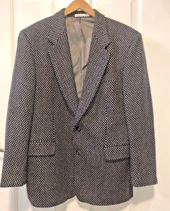 Hugo Boss Apollon Navy Gray Woven Pure Wool Button Sport Coat Blazer Jacket 42R - Picture 1 of 14