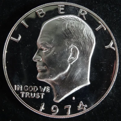 1974-S Eisenhower Silver Dollar Proof 40% Silver $1 US Mint Coin - Image 1 of 4