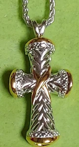 Sterling Silve 925 Fine Designer Collection Textured Cross Necklace by Avon. NIB - Picture 1 of 16