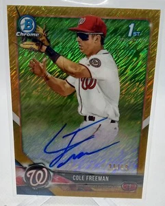 2018 Bowman Chrome Cole Freeman Prospects Autographs Gold Shimmer #/50 - Picture 1 of 2