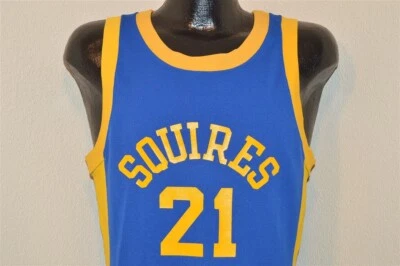 Camiseta de baloncesto vintage años 70 SQUIRES #21 BLUE BAR CHAMPION DORADO AZUL S Foto 1 de 4