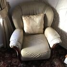 Cream Leather Arm Chair