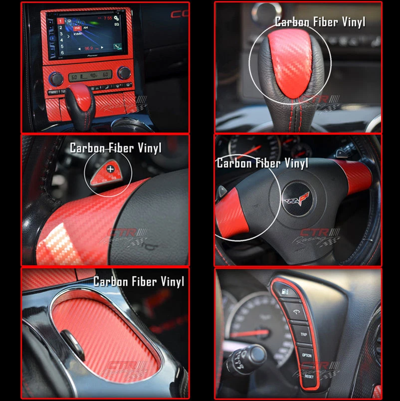 Комплект накладок C6 Corvette наклейки красное углеродное волокно 2005-2013  - Изображение 1 из 1