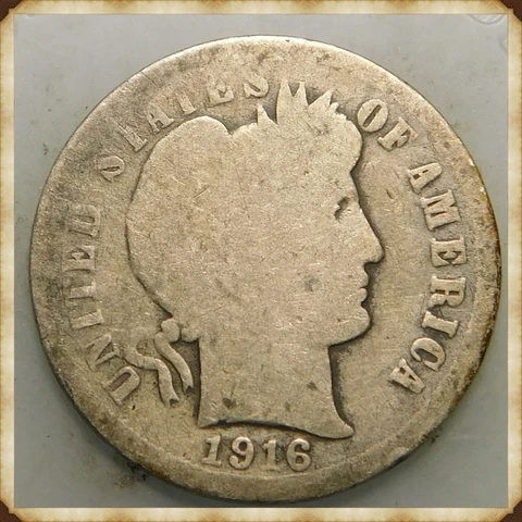 1916 P Barber Dime Raw Not Cleaned, Polished or Dipped  "Actual Coin Pictured" Cover