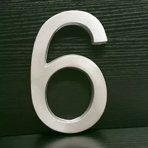 House Number 6 Street Address 7.5 Inch Silver Alumimum Alloy - Picture 1 of 5