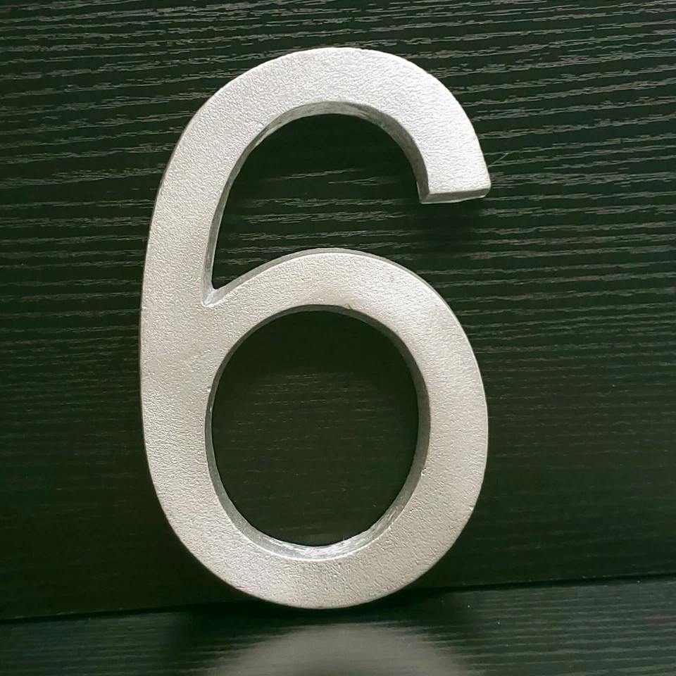 House Number 6 Street Address 7.5 Inch Silver Alumimum Alloy - Image 1 of 4