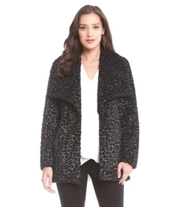 Karen Kane Neu Schwarz Metallic Animal Print Kunstfell Jacke/Mantel Gr. M L XL - Bild 1 von 1