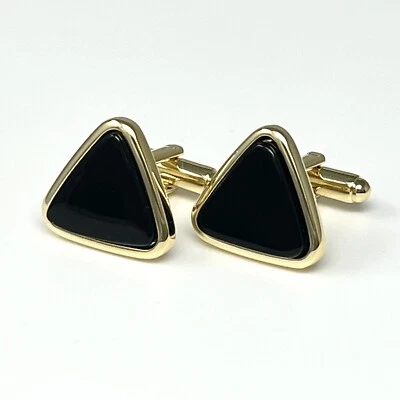 男士三角玛瑙袖扣生日婚礼镀金玛瑙袖扣 — 第 1/4 张图片