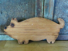 Sweet Primitive Farmhouse Pig Piggy Wood Wooden Cutting Board 14" Nice Coloring