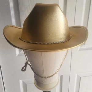Gold Cowboy Hat Adult Cowgirl Disco Glam Costume Party Novelty Halloween Womens - Picture 1 of 3