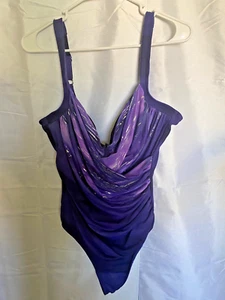 Womans Miraclesuit One Piece Swimsuit 18 Purple Beach Vacation Resortwear - Picture 1 of 4