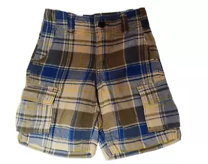 Gap Jungen Shorts Cargo kariert blau hellbraun grün verstellbarer Bund Größe 5 neu Baumwolle - Bild 1 von 8
