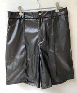 Pantalones cortos Earo para mujer talla L imitación cuero negro PU por encima de la rodilla cintura alta - Imagen 1 de 8
