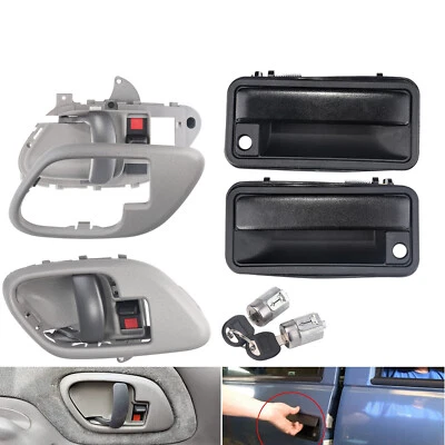 Front Black Exterior Door Handles & Lock Cylinder W/ Keys Set For GMC Chevrolet - Изображение 1 из 4