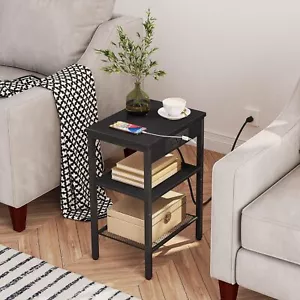 End Table Nightstand Side Table Coffee Table Charging Station for Small Space - Picture 1 of 34