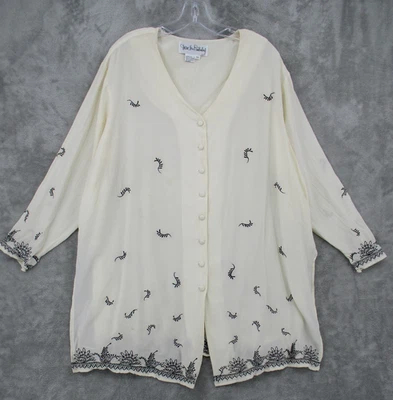 Blusa De Colección Diane Von Furstenberg 3X Activos de Seda Bordados Lagenlook Boho Foto 1 de 4