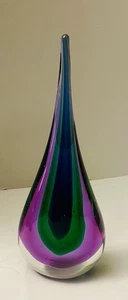 Scultura in vetro soffiato a mano Sommerso stile Murano fiamma multicolore 12" - Foto 1 di 11