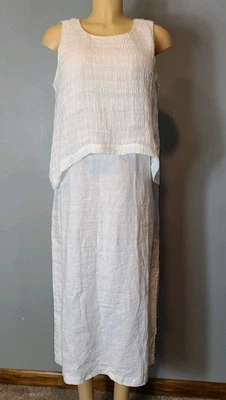 Белое льняное макси-платье J Jill Flowy размер MP Lagen Look Capsule Coastal Resort - Изображение 1 из 4