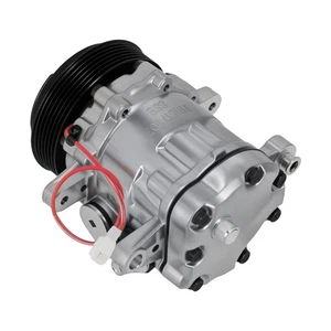 Chrome A/C Compressor with Clutch For Sanden SD7 Mini 6-Groove Serpentine Belt - Picture 1 of 12
